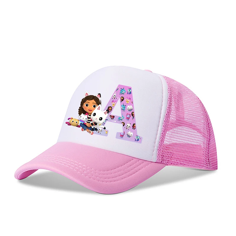 Gabby Dollhouses Girls Child Baseball Caps Letter Kids Hip Hop Breathable Mesh Hat Cute Cartoon Anime Sunbonnet Shade Caps Gifts