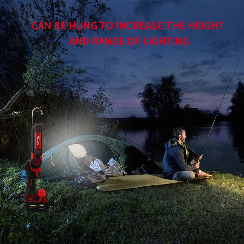 Milwaukee Multifunctional 90° Folding Light Portable Camping Light Rechargeable For 20V Battery Hook Power Bank Lantern