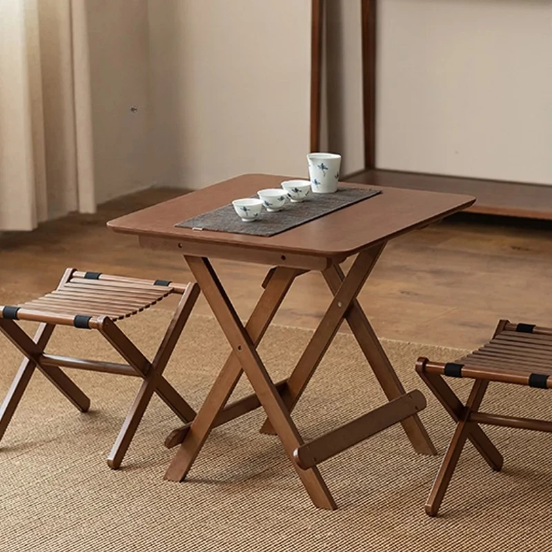 

Складной бамбуковый походный стол - квадратный портативный стол для пикника на открытом воздухе, компактный домашний обеденный стол, легкий и компактный