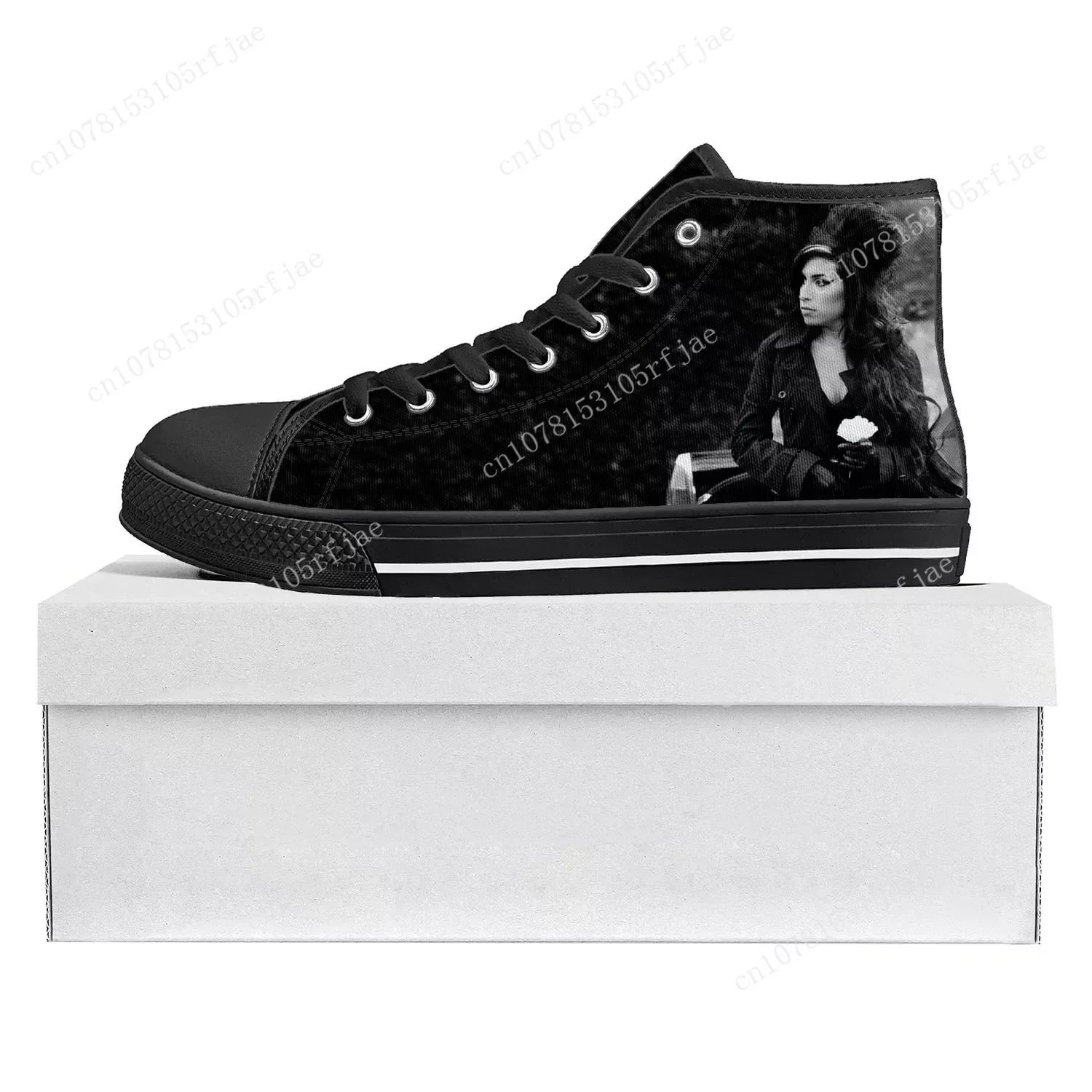 Amy Winehouse sepatu kustom Pria Wanita remaja, Sneaker kanvas kasual pasangan, Sneaker kualitas tinggi mode