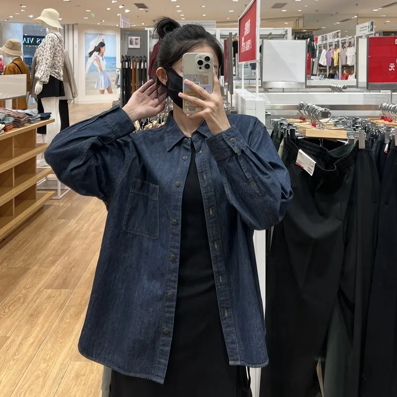 Chemise en jean pour femmes, nouveau Design, veste de Niche rétro superposée, chemise française à manches longues, printemps et automne