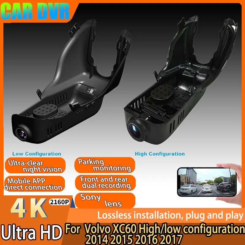 4K Plug And Play Easy installation Wifi Car Video Recorder DVR DashCam For Volvo XC60 High/low configuration 2014 2015 2016 2017