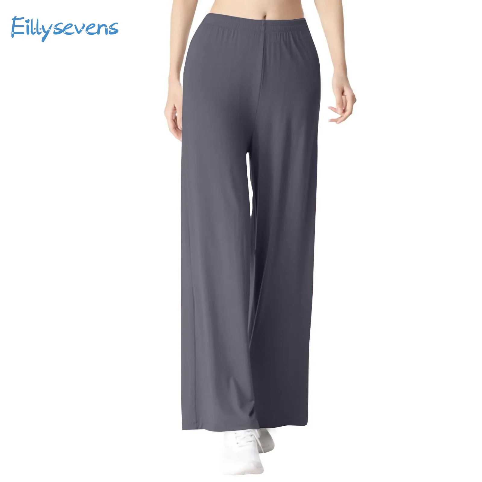 

Women'S New Wide Leg Pants Classic Simple Solid Mid Waist Elastic Waist Comfortable Sports Pants Daily Casual Yoga Dance Pants