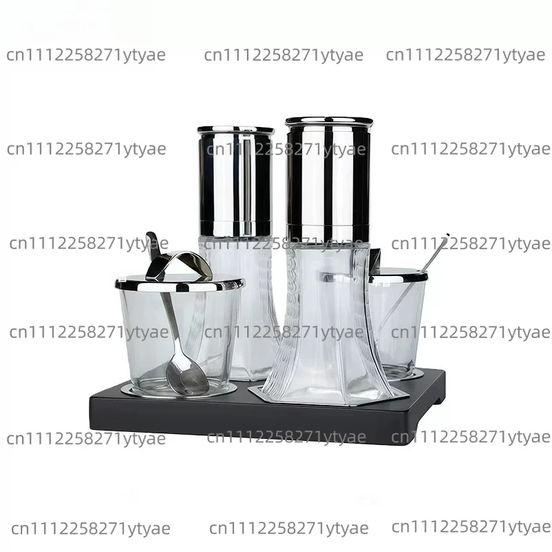 Multi-style seasoning bottle combination glass metal kitchen seasoning rack countertop storage set Western food desktop