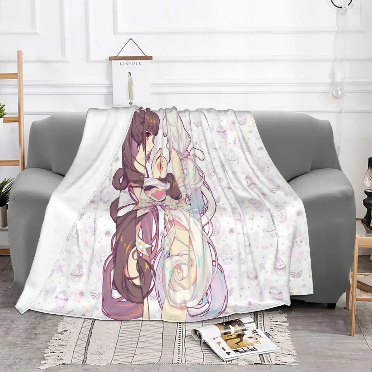 

Baby Blanket Nekopara Cartoon Game Flannel Winter Anime Breathable Thin Lightweight Throw for Bed Office Plush Thin Quilt