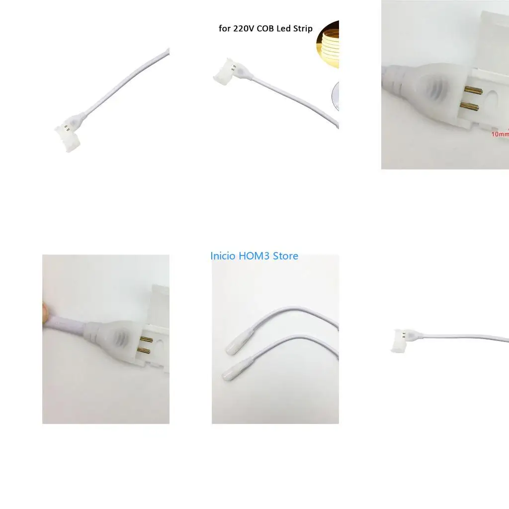 A5YD 2pin Led Strips Light Fix Clips Connector 220V LED Strips Plug 10mm Width Enduring