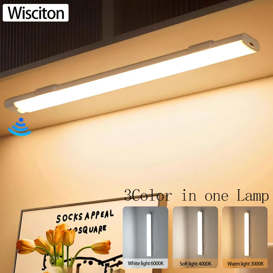 LED Motion Sensor Light Wireless LED Night Light TypeC USB  Rechargeable Cabinet Light  Wardrobe Lamp For Kitchen/Desk
