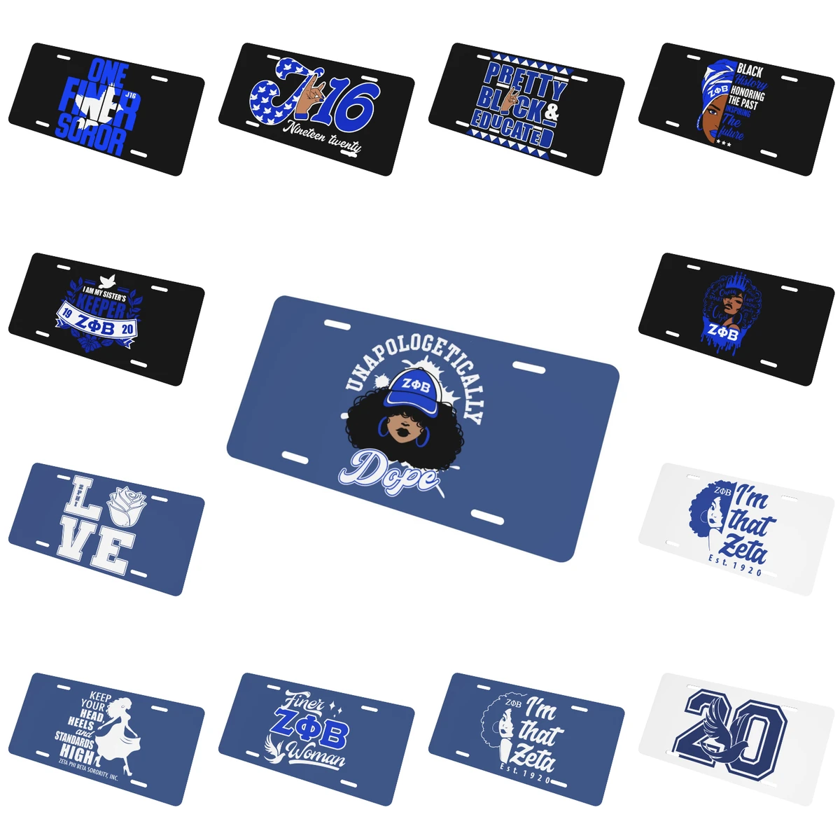 

Zeta Phi Beta ZPB Sorority License Plates Decoration Signs Metal Automotive Sign Car Front Auto Plate Tag Decor Stainless