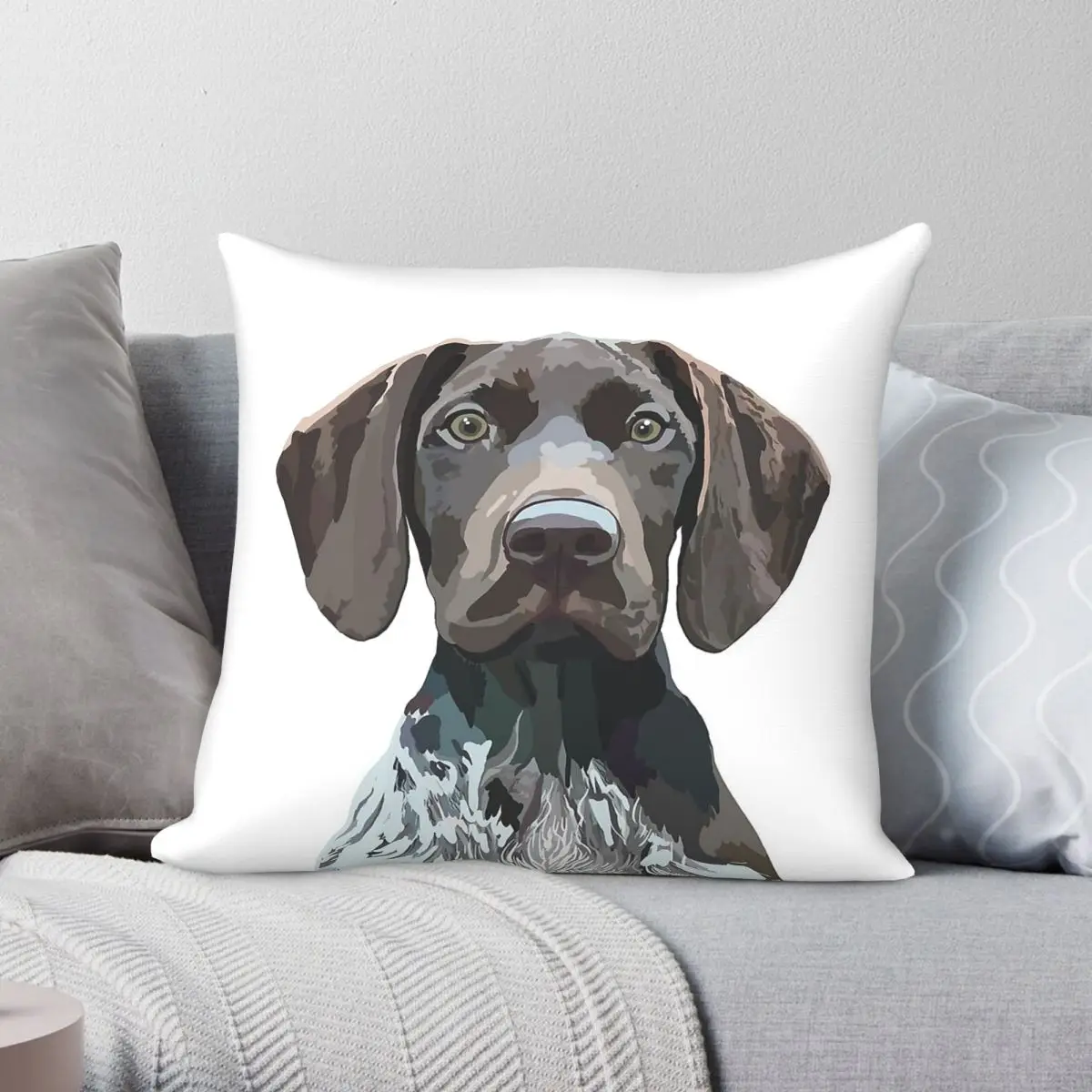 German Shorthaired Pointer Square Pillowcase Polyester Linen Velvet Printed Zip Decor Bed Cushion Cover 45x45
