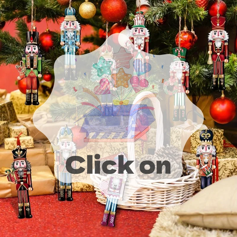 مجموعة ديكور خشبية مكونة من 12 قطعة من كسارة البندق - هدية عيد الميلاد للعام الجديد، وديكور الحفلات وديكور المنزل، وزخرفة معلقة على شجرة عيد الميلاد