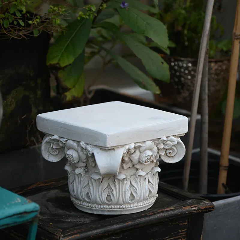 European Roman Column Flower Base, Retro Creative Plant Rack, Courtyard Balcony Display Stand, Photography Props, Wedding Decor