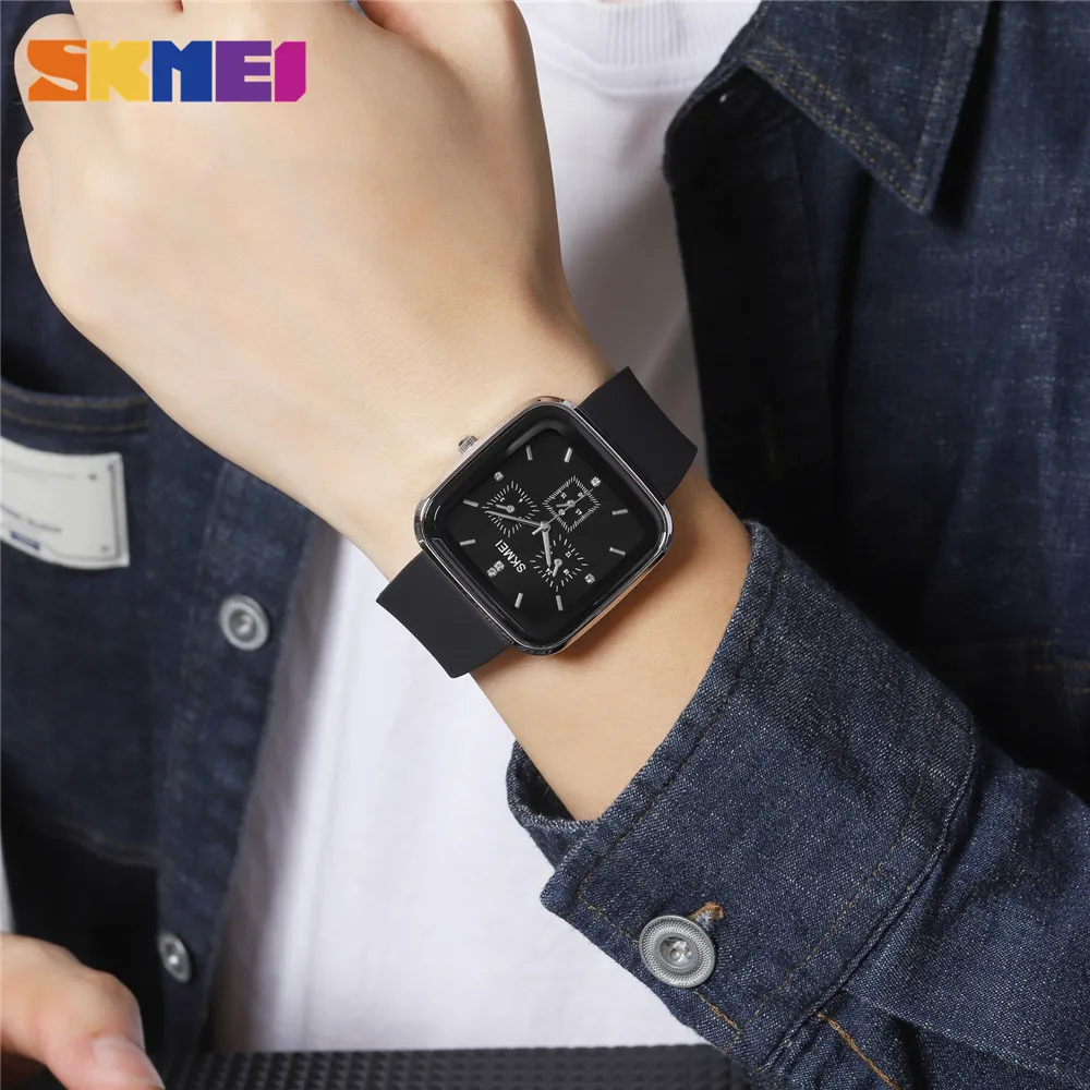 SKMEI relogio masculino ساعة العلامة التجارية الأعلى موضة ساعات رجالي عادية سيليكون حزام ساعة الرجال 3Bar مقاوم للماء كوارتز ساعات المعصم