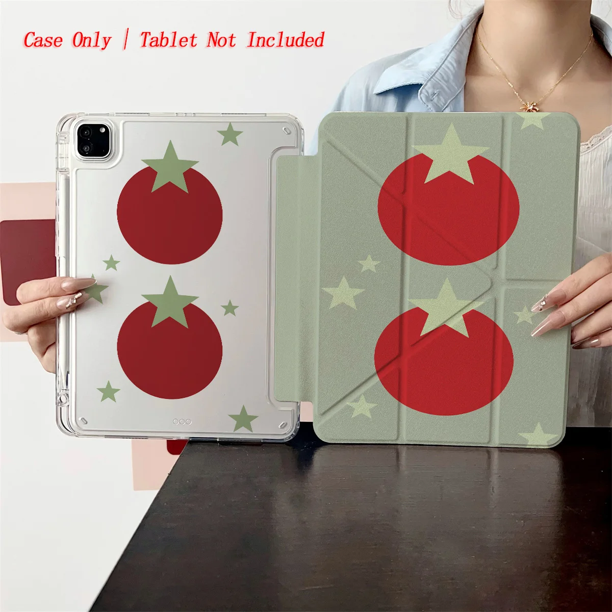 

Stylish Y-Fold Acrylic Bold Red Circles&Big Stars Art Print iPad Case For Apple iPad 10.2 Inch Air 4 Pro 11 Mini 5 Durable Cover