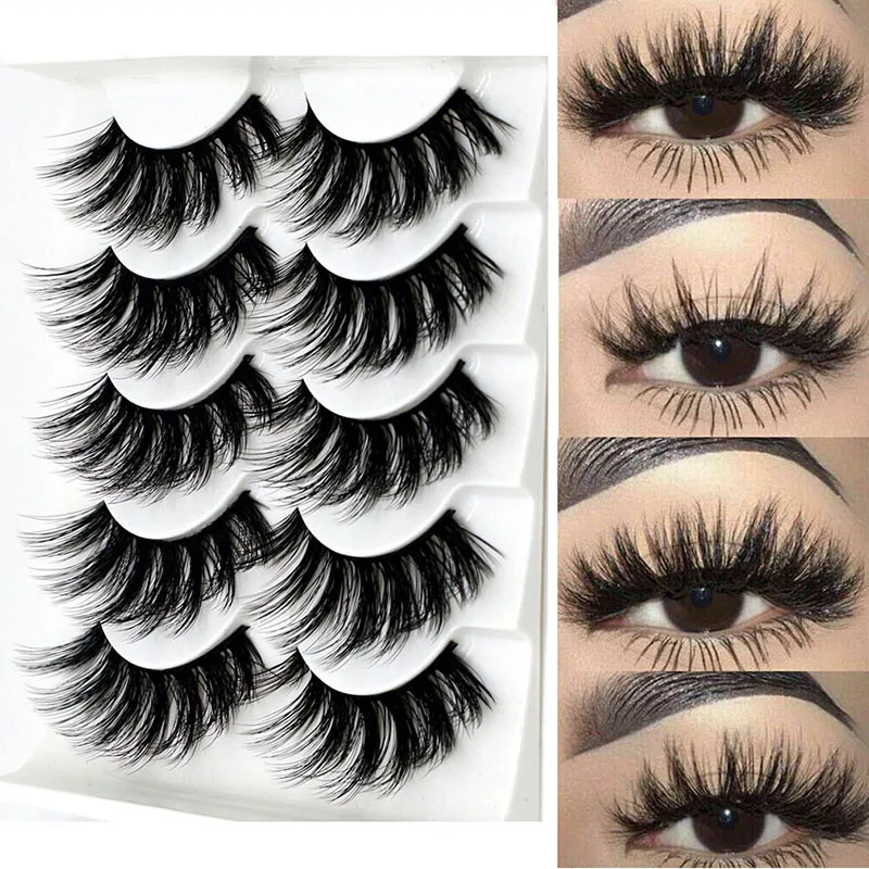 5 Pairs/Box 3D False Eyelashes Natural Lash Extension Fluffy Faux Curly Eyelashes makeup eyelash extension supplies mink lashes