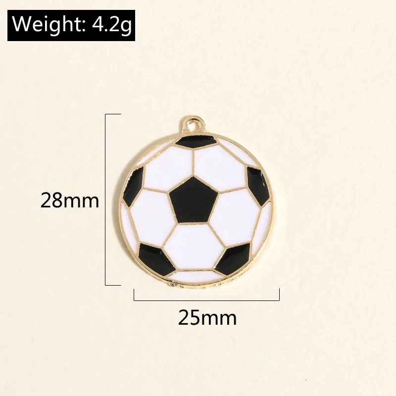 5 pz Colore Oro 28x25mm Divertente Smalto Calcio Calcio Pendenti E Ciondoli Sport Ciondolo Misura Collane FAI DA TE Gioielli Fatti A Mano Trovare