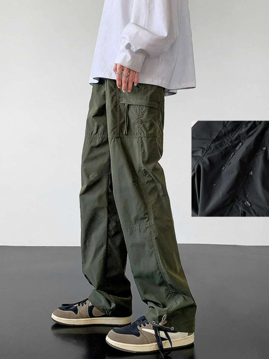 

Men's Casual Sports Pants Qui Dry American Sle High Street Autumn Functional Design Zip Straight Tube Pants Trendy Brand
