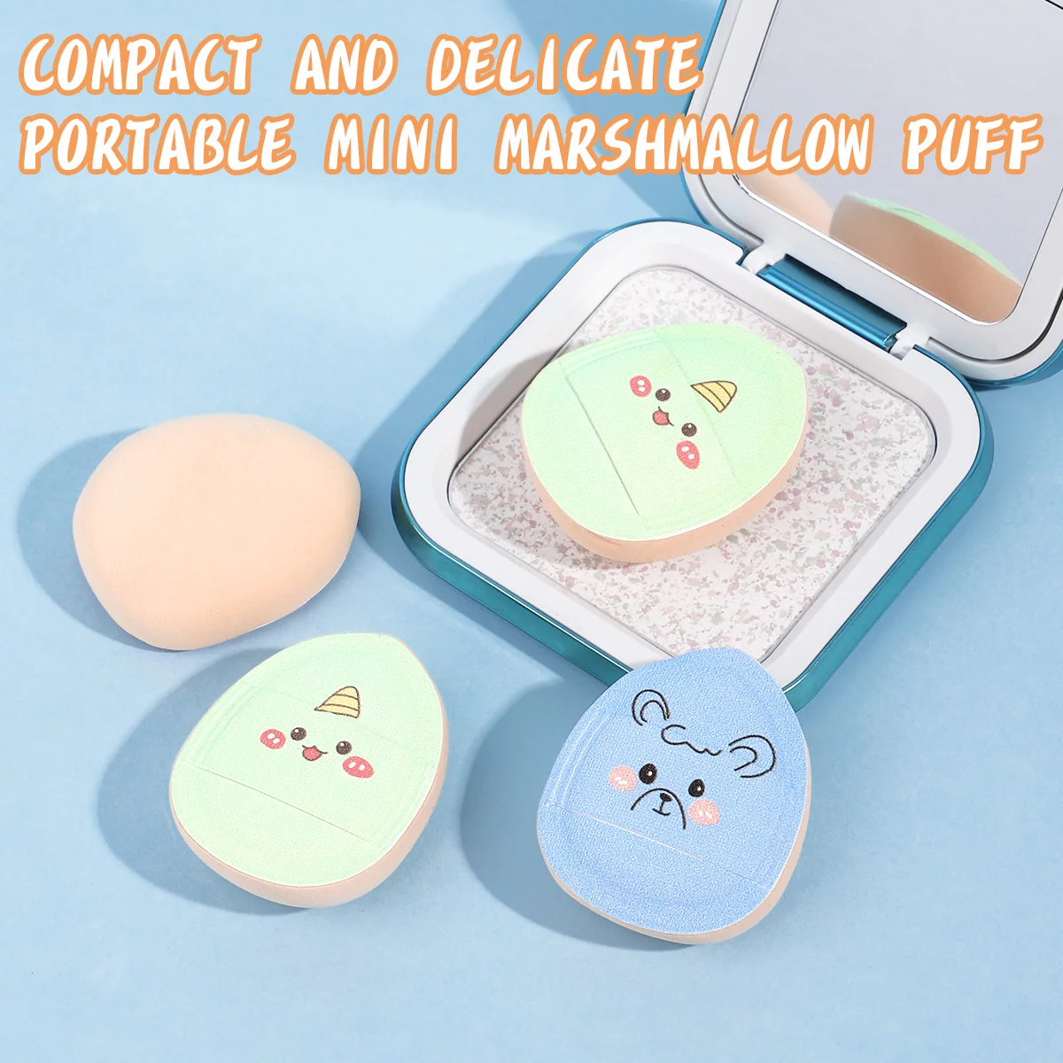 5PCS Mini Cotton Candy Puff, Including 4 Thumb Puffs in a Box, Easy to Carry, Wet and Dry, Easy to Smudge, Ladies Makeup Tools.