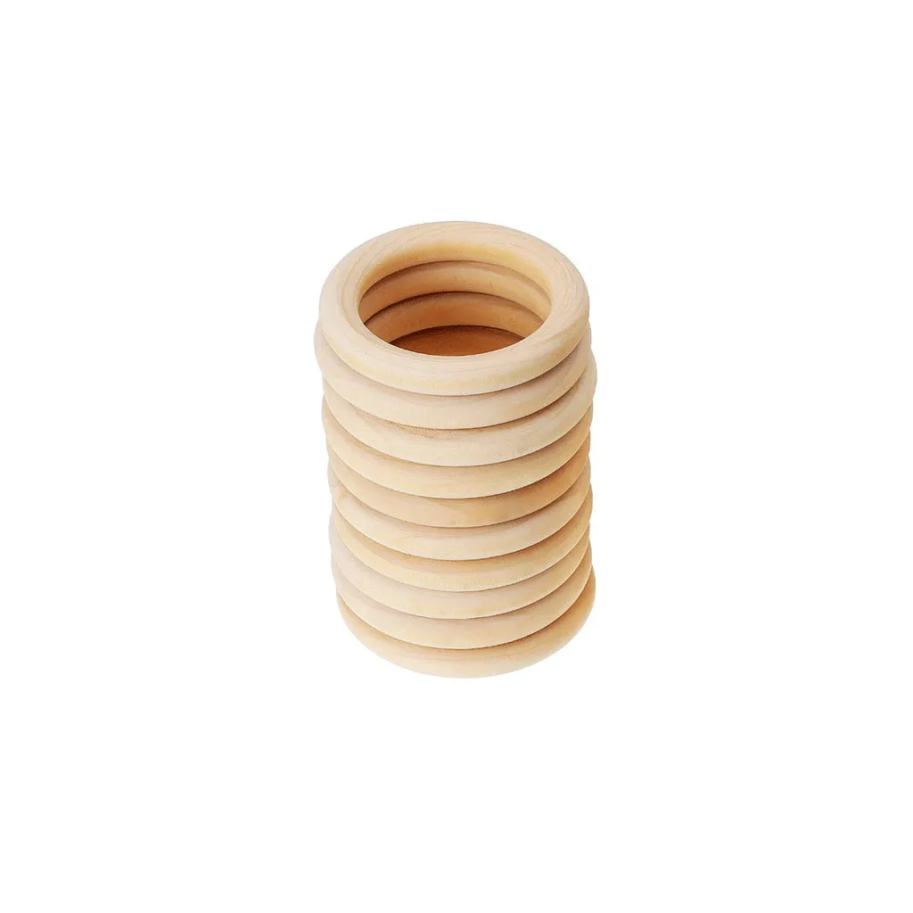 10pcs Unfinished Solid Wooden Rings 70mm Natural Wood Rings For Macrame Diy Crafts Ornaments Jewelry Making