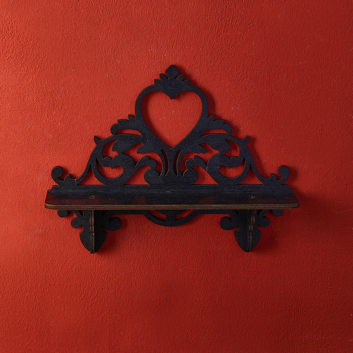 1 Stück, Kreatives herzförmiges Wandregal mit Rankenmuster, DIY handmontiertes Holzhandwerks-Aufbewahrungsregal – Detail 5