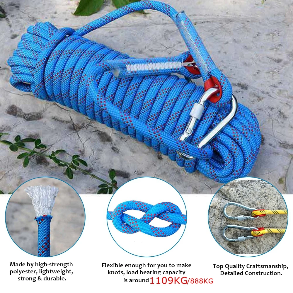 10M 20M En Plein Air Flottant Escalade Corde Auxiliaire Cordes 10mm 12mm Dia Haute Résistance Corde Corde De Sécurité de Randonnée Trekking Accessoires