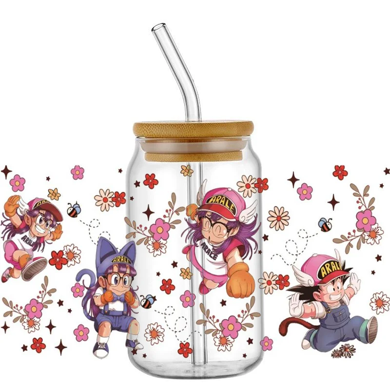 Miniso Japanese Cartoon Arale Decal for 16oz Libbey Glasses UV DTF Cup Wrap Transfer Sticker DIY Mug Waterproof Sticker