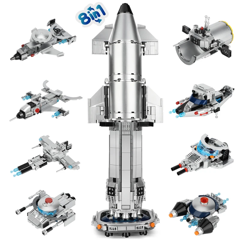 

В НАЛИЧИИ MOC Creativity 8IN1 Aerospace Rocket Строительные блоки Кирпичи Сборка Модель DIY Игрушки для детей Подарочный набор на день рождения