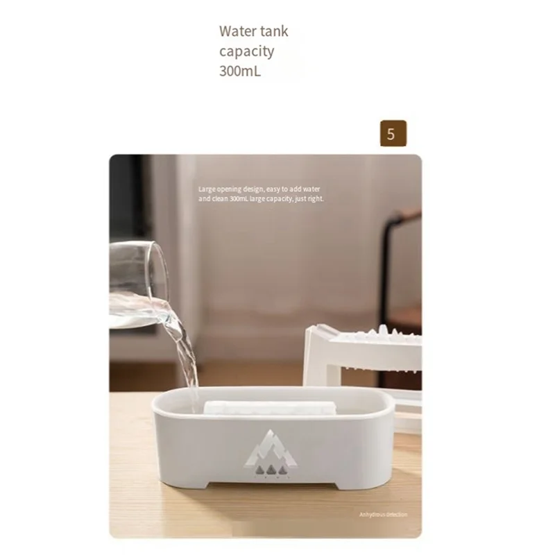 A94E-시뮬레이션 빗방울 불꽃 아로마 테라피 가습기 홈 디퓨저 용 에센셜 오일 디퓨저 화이트 EU 플러그 쉬운 설치