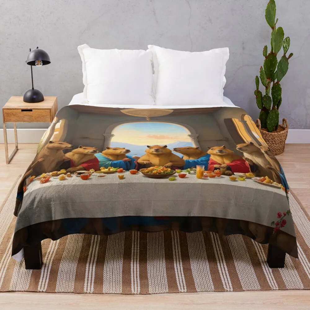 

Capybara Last Supper Throw Blanket Sofas For Baby for winter Blankets