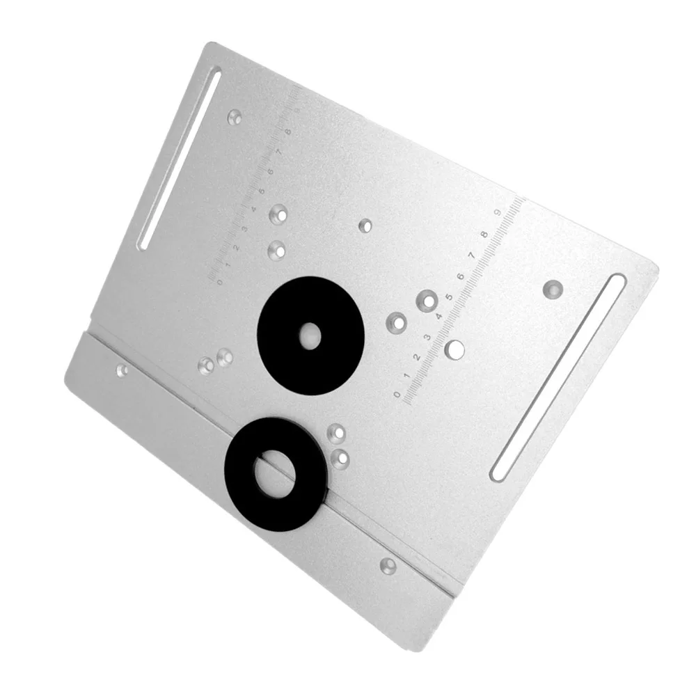 Aluminum Alloy Router Table Insert Plate High Precision 85x85mm 70x60mm Hole Spacing Aluminum Alloy Insert Plate Silver