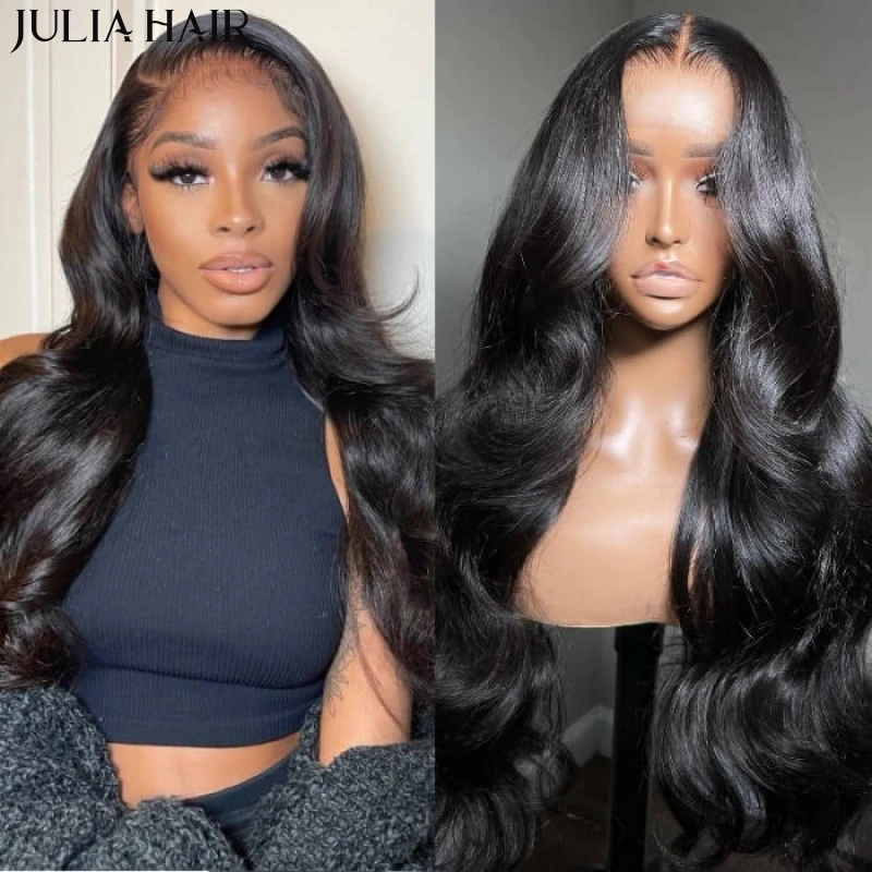 Julia Hair Wear Go 6x4.5 Pre Cut Lace Quick Easy Body Wave Black Wig With Breathable Cap Air Wig Pre-Plucked Hairline For Women