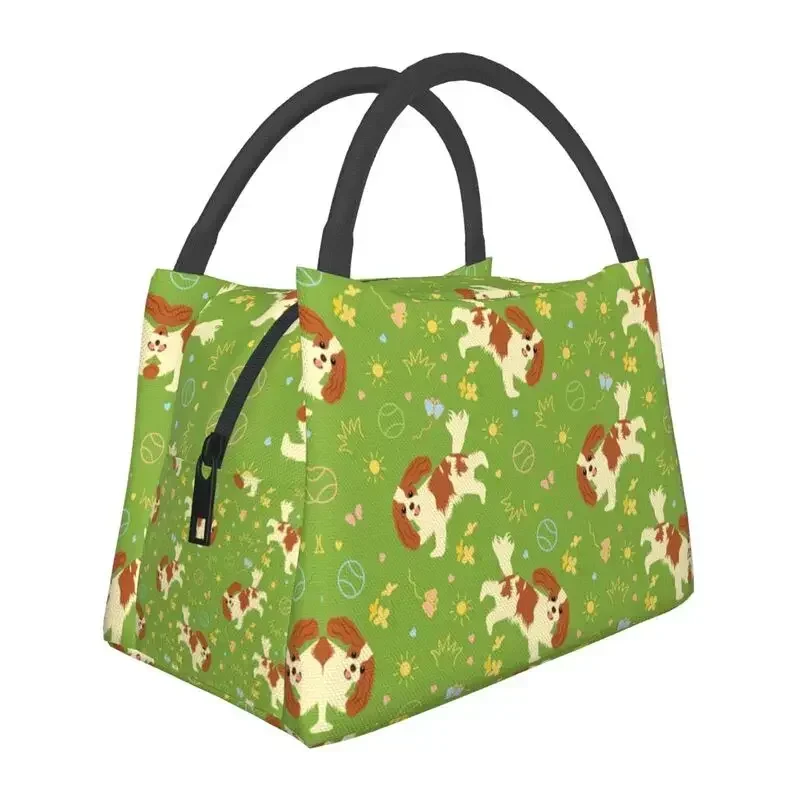 

Playing Cavalier King Spaniel Insulated Lunch Bags for Women Portable Dog Cooler Thermal Lunch Tote Work Picnic