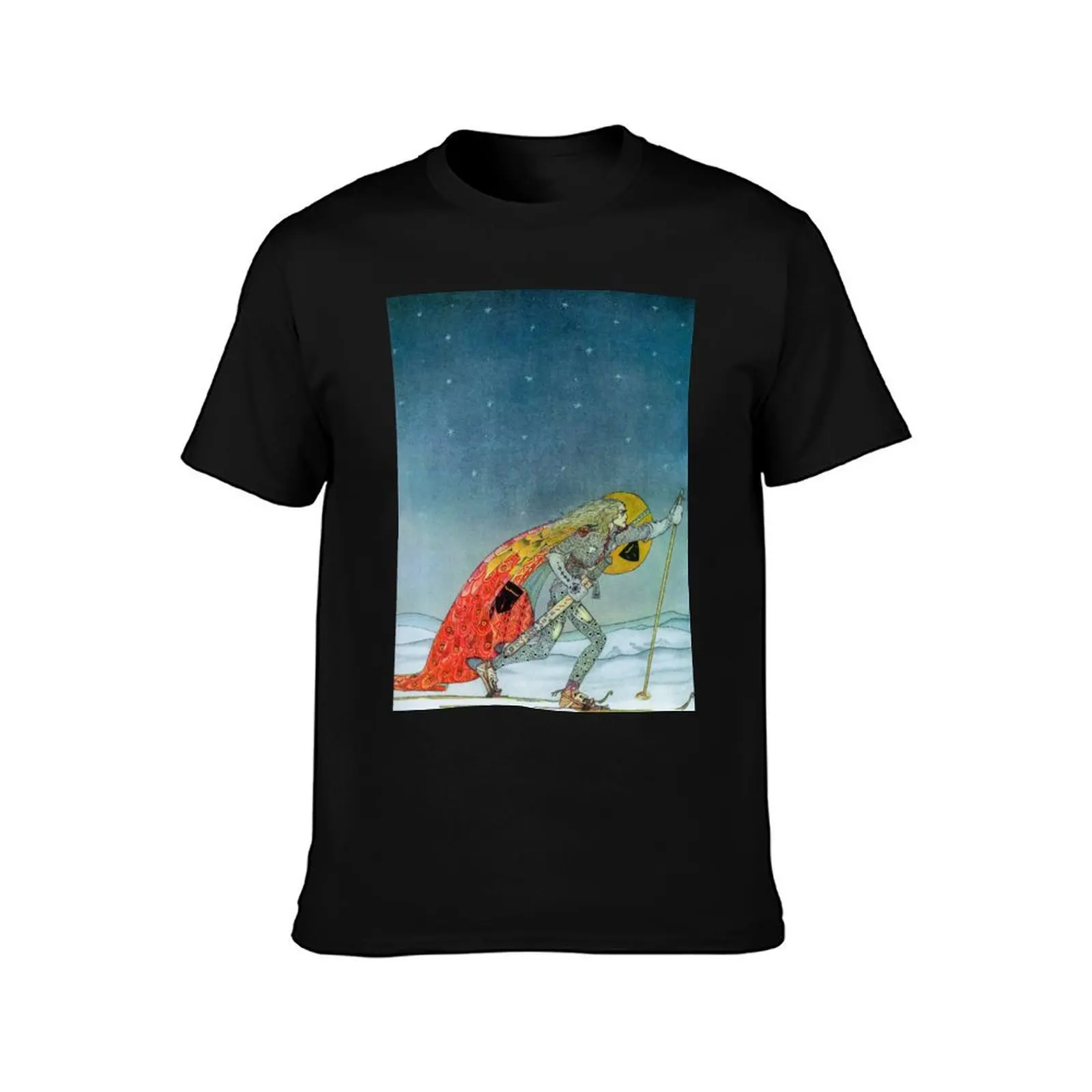 Kay Nielsen So the man gave him a pair of snow shoes T-Shirt Basic Solid Color Casual Tee Shirt T-Shirt