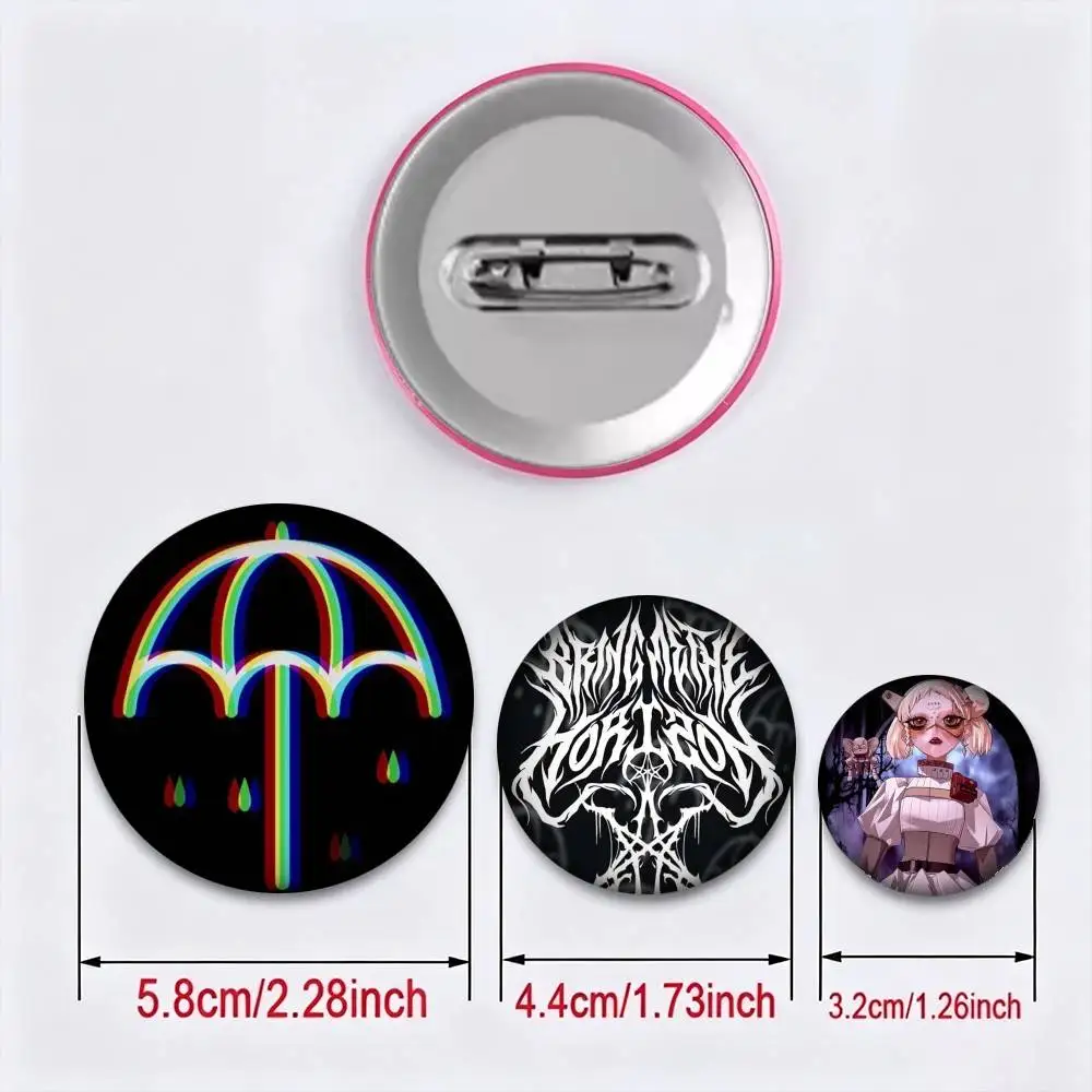 B-Bring Me The Horizon 25 32 44 58 75mm Badges Personalized Round Brooches Pins Accessory Gift