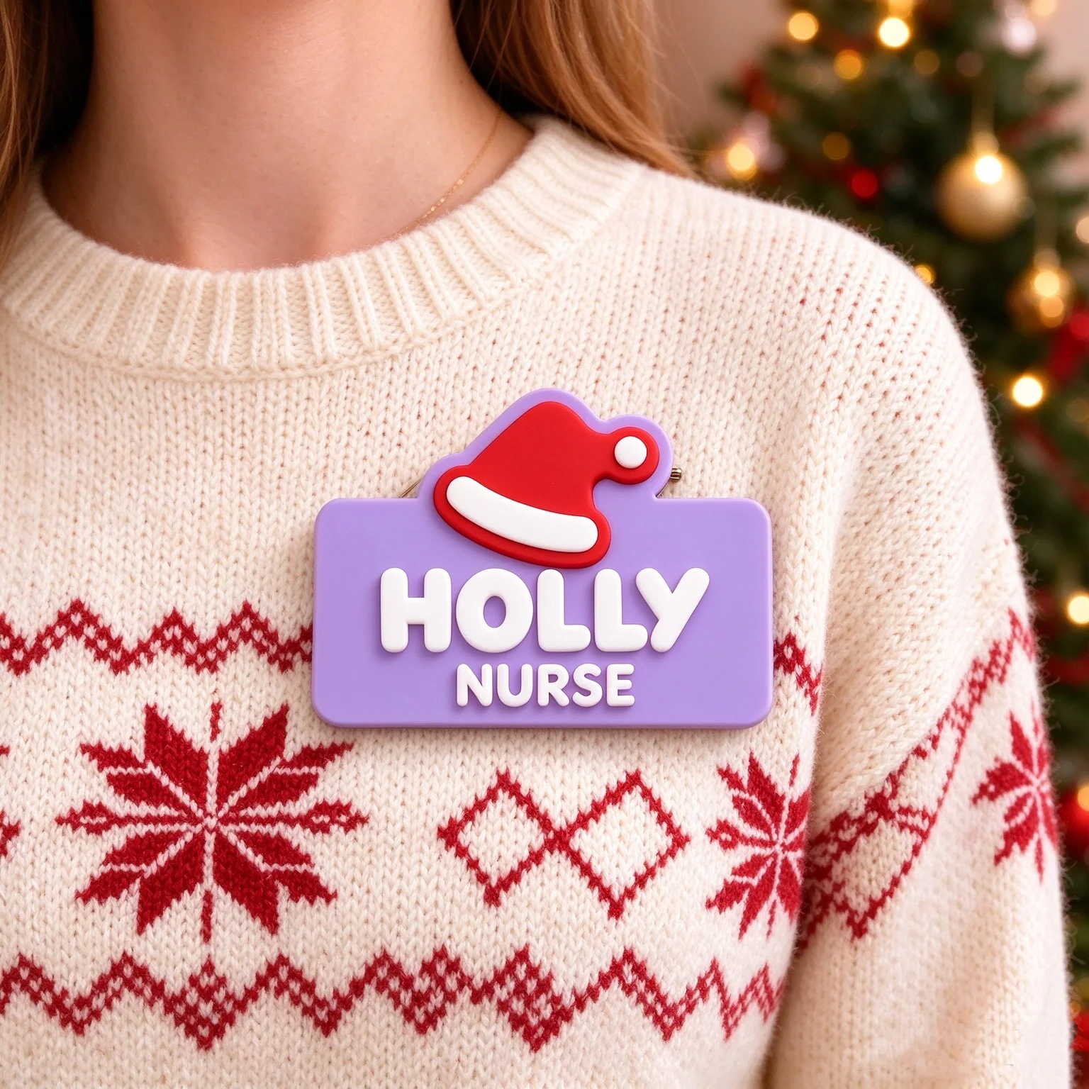 Personalized Christmas Santa Hat Name Badge Acrylic Custom Name  Medical Staff Doctor RN Uniform Nameplate Christmas Gift