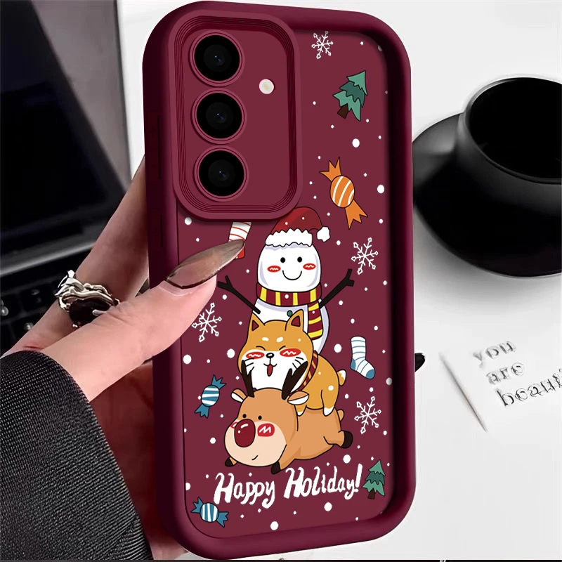 Christmas Elk Snowman Soft TPU Case For Samsung Galaxy S23 S24 Ultra S21 FE S22 A55 A54 A15 A16 A14 A35 A25 A53 5G Phone Cover