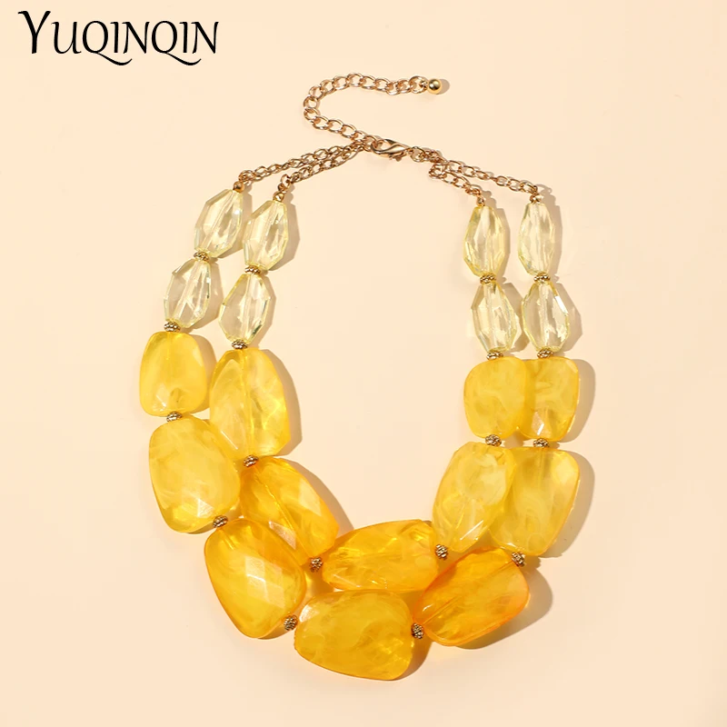 Fashion Multi-layer Choker Necklaces For Women Trendy Jewelry Short Boutique Colorful Beads Pendant Necklace Accessories Summer