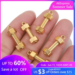 4pcs/lot Stainless Steel Sports Dumbbell Pendant for making DIY Bracelet Jewellery Bulk Wholesale Crafts Necklace