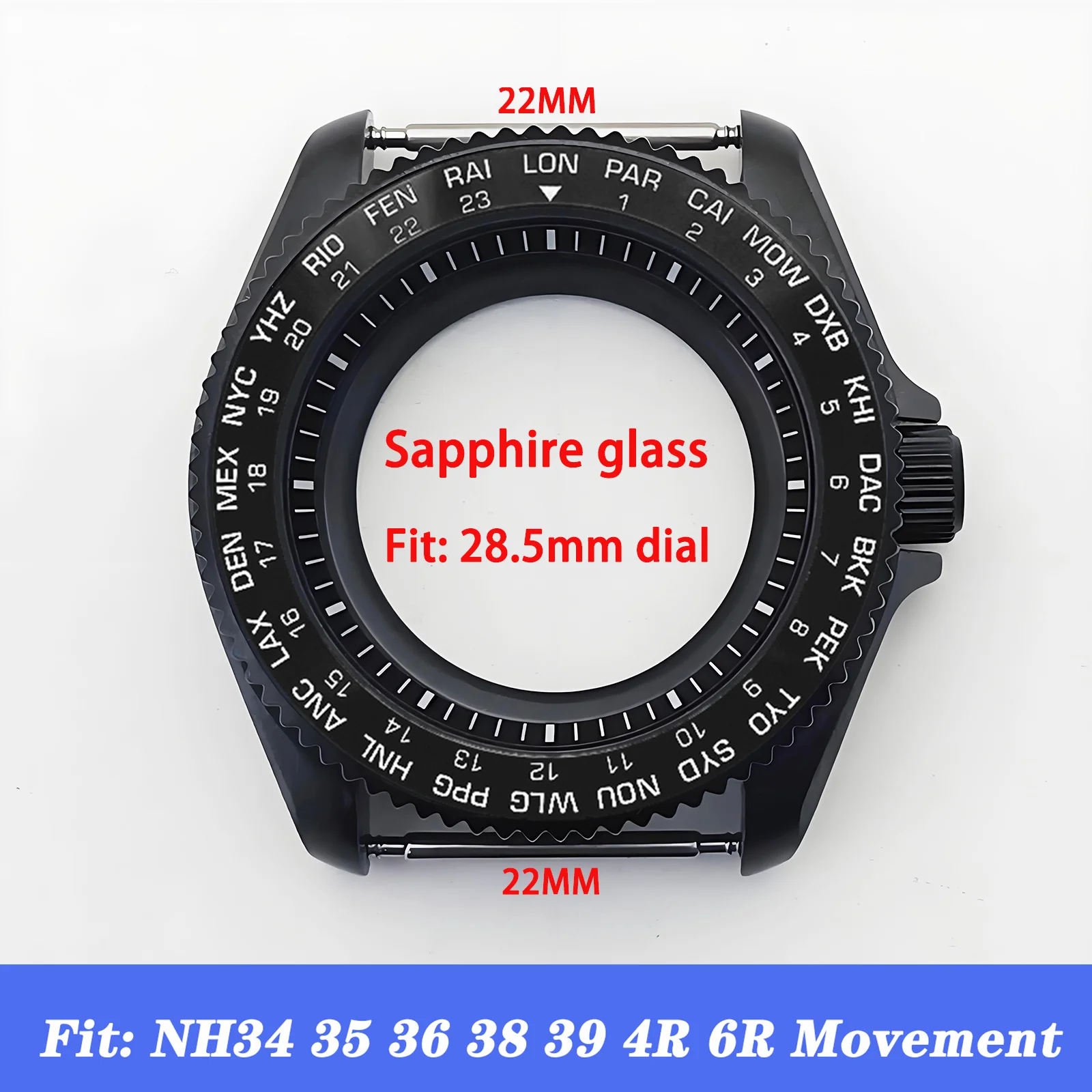 

Mod Black SKX007 Case NH35 Case Ceramic Insert Sapphire Glass Stainless Steel Watch Case