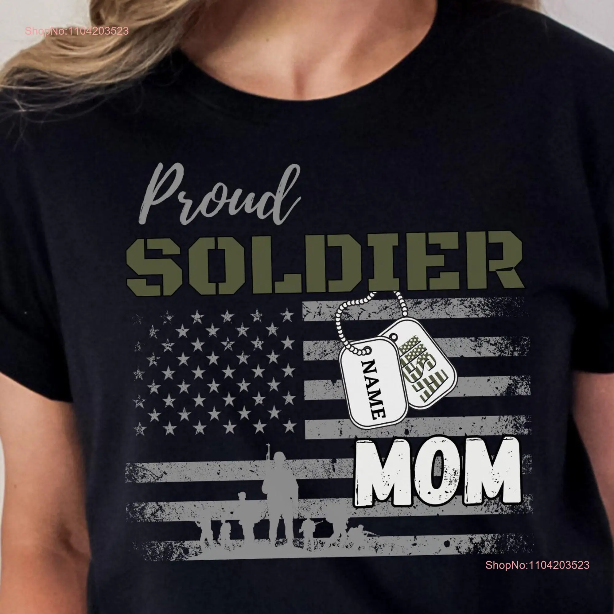 

Футболка Proud Soldier Mom, персонализированная футболка для папы в стиле милитари, одинаковые семейные футболки с длинными или короткими рукавами