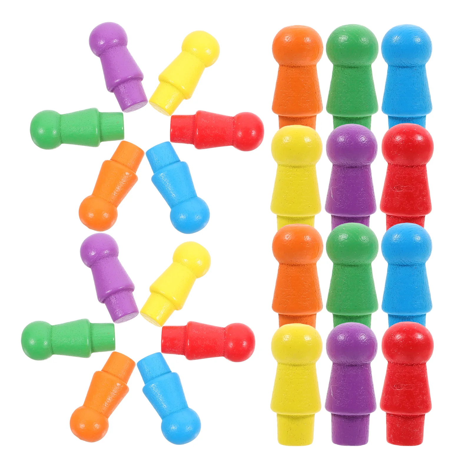 60 sztuk Małych, Kolorowych Drewnianych Figur do Gry w Latające Szachy, do Gier Planszowych, Edukacyjnych, Rozwijających Zdolności Poznawcze, Rozrywkowych i do Użytku jako Zamienniki