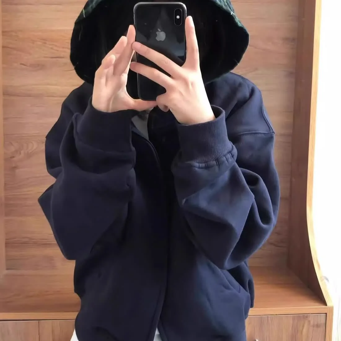 Vintage US Style Dog Paw Embroidered Spliced Checkered Hoodie Women Autumn Loose Fit Unisex Couple Outerwear Chic