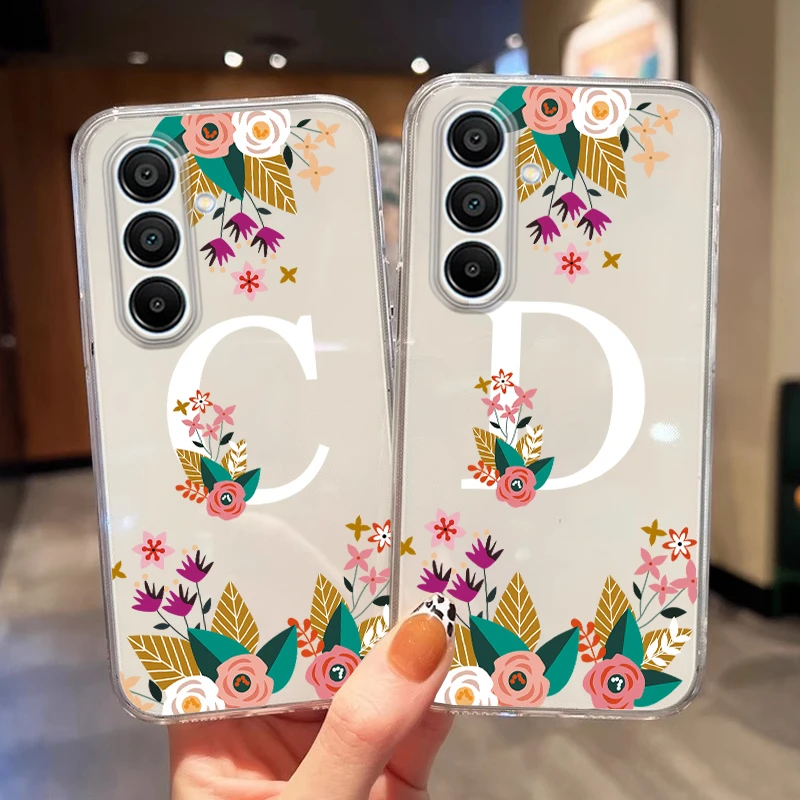 For Samsung Galaxy A15 4G A15 5G Phone Case Art Flower Letter Fashion A B C For Samsung Galaxy A15 Shockproof Transparent Shells