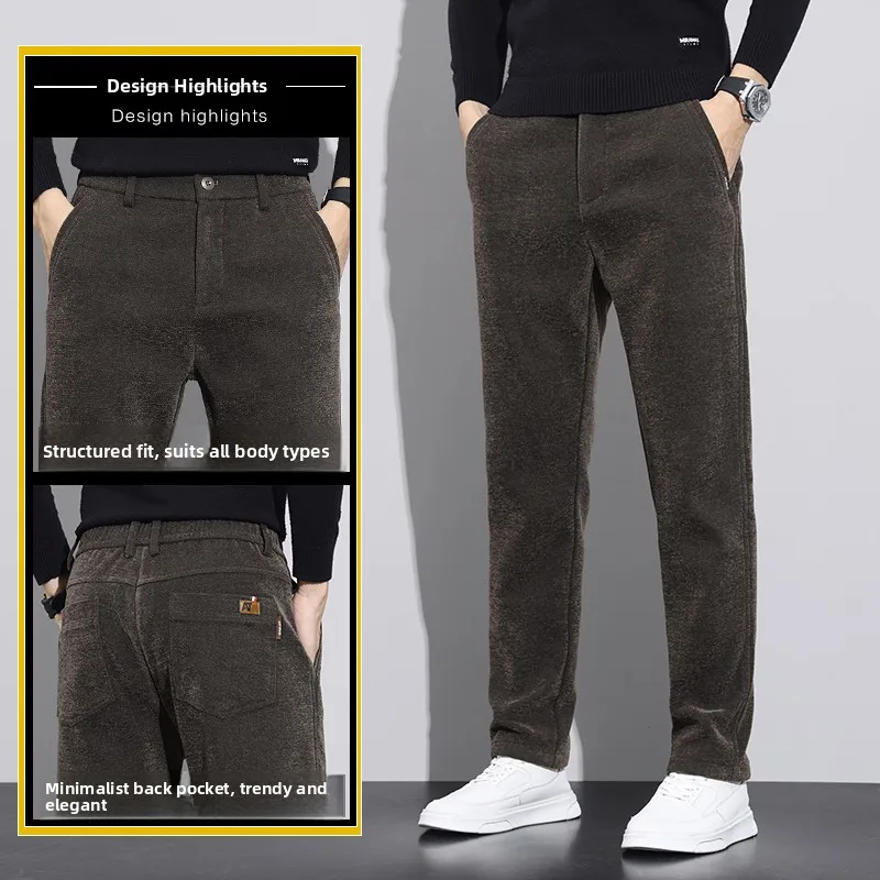 

Busin Casual Trousers Men's Straight Leg Elastic Slim Fit Korean Sle Faion Work Pants Autumn Winter 2025 Polyester Cot...