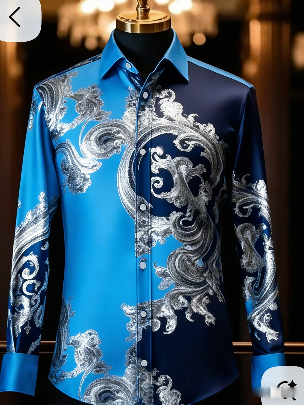 Men's Spring and Summer New High-End Long-Sleeved Shirt French Rattan High-Definition 3D Printed Shirt Designer Clothes for Men