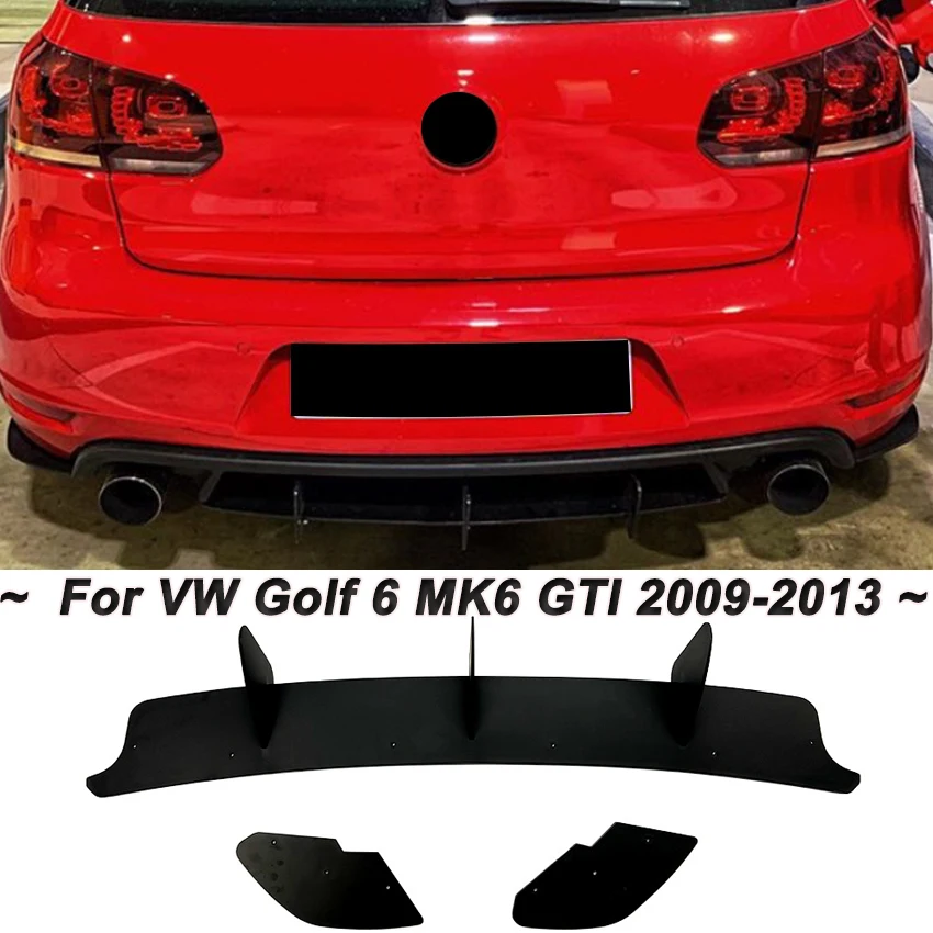 Black Tail Bumper For Volkswagen VW Golf 6 MK6 GTI 2009-2013 Car Rear Bumper Lip Diffuser Spoiler Splitter Diffuser Spoiler