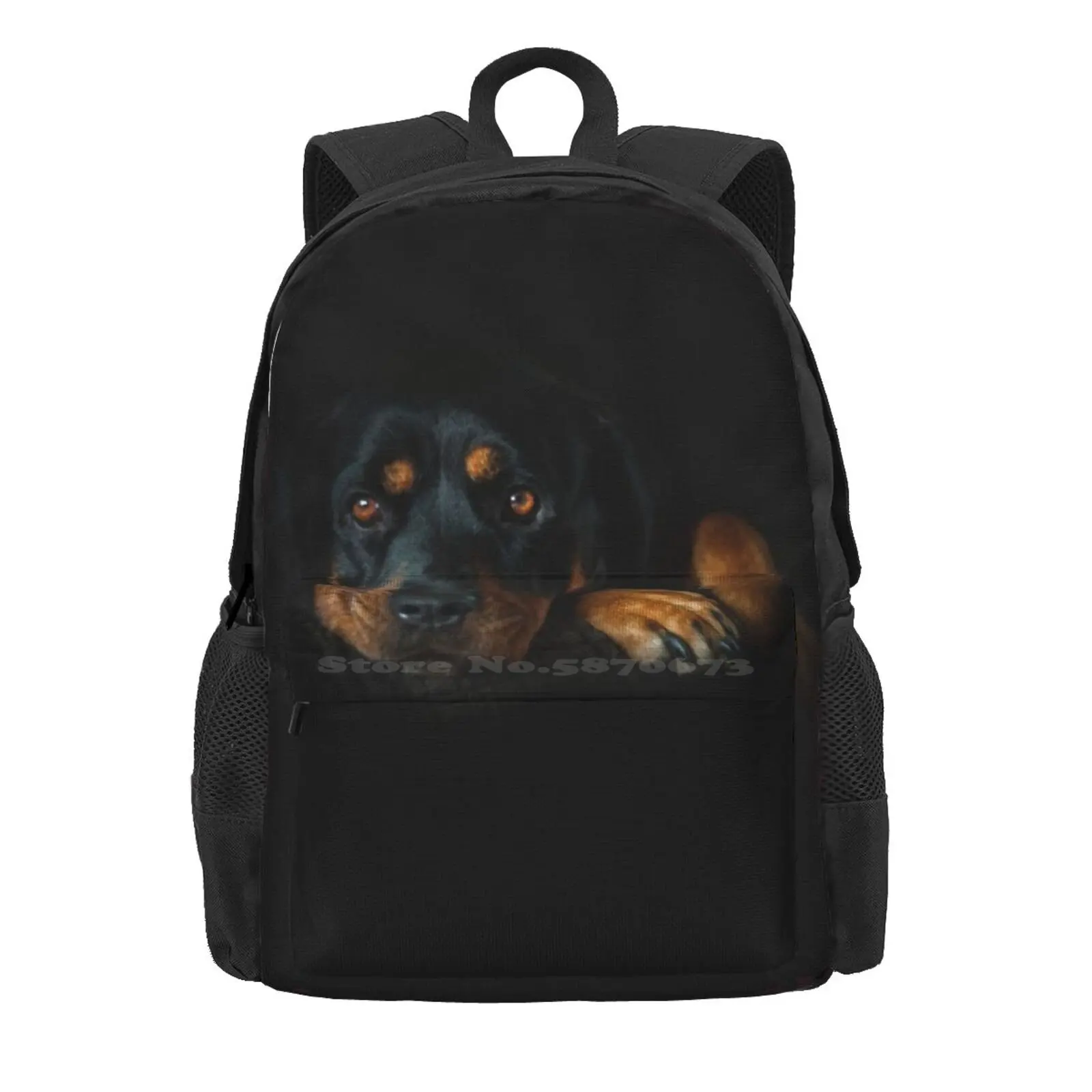 Rottweiler Resting Hot Sale Schoolbag Backpack Fashion Bags Rottweiler Rotty Resting Chilled Chilling Dark Black Tan Dogs