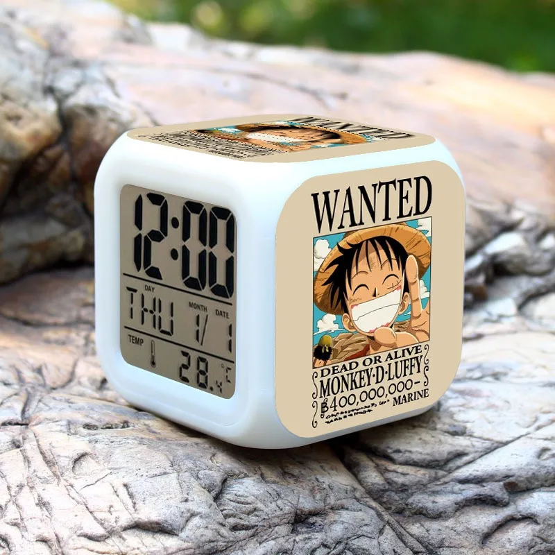 Anime One Piece Luffy LED Digital Clocks Chopper Zoro Nami Sanji FRANKY BROOK  Ace Sanji Robin Alarm Clock Figure Toys Doll Gift