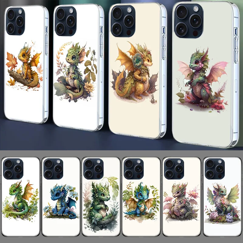 Cute Mythical Dragon Clear Case For Apple iPhone 12 13 Mini TPU 11 14+ 15 16 Pro Max Capa Plus XR X XS Max Phone Cover Silicone