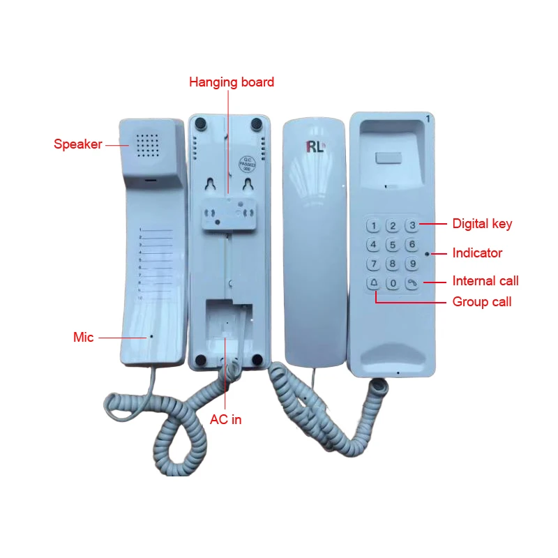 Receptores de apartamento sem fio 433MHZ Número de chamada Sistema de intercomunicação Expansível seguro para armazém Escritório interfone hospitalar