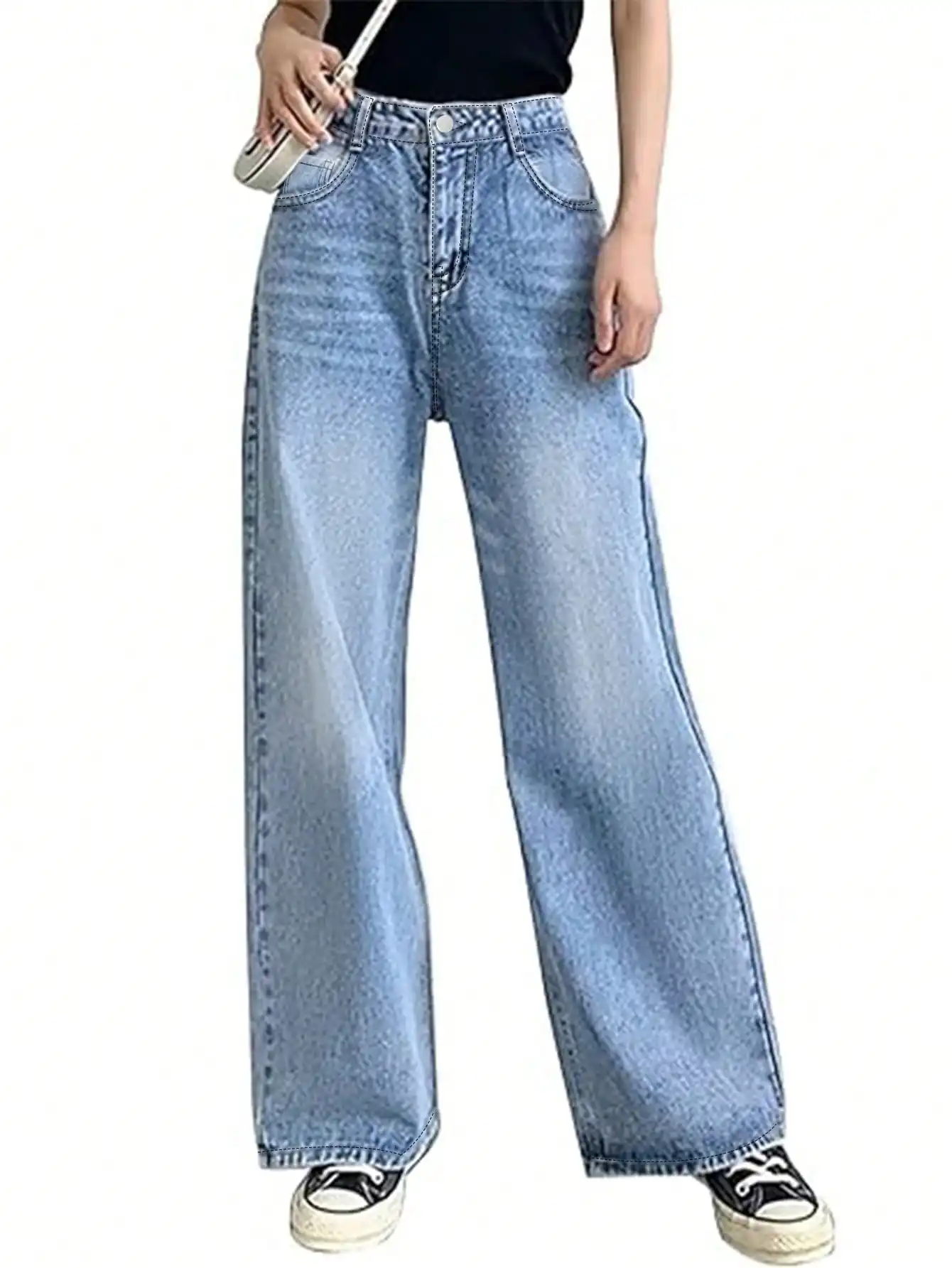 "جينز نسائي مريح قابل للتمدد بأرجل مستقيمة | نسيج عالي المرونة ومريح مناسب للارتداء اليومي" #2